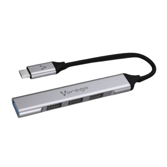 Hub USB tipo C con 3 puertos USB 2.0 + 1 USB 3.0 VORAGO HU-200, slim, color plata