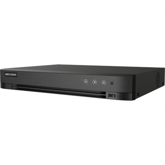  DVR 16 canales TurboHD + 8 canales IP HIKVISION, IDS-7216HQHI-M1/S/H(C), 4MP/audio por Coaxitron/salidas de video VGA y HDMI/disco duro/H.265+