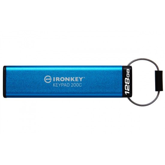 Memoria USB-C 128GB Kingston IKKP200C/128GB Ironkey Keypad 200C, USB Tipo C/IP68/Color Azul