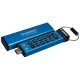 Memoria USB-C 256GB Kingston IKKP200C/256GB Ironkey Keypad 200C, USB Tipo C/IP68/Color Azul