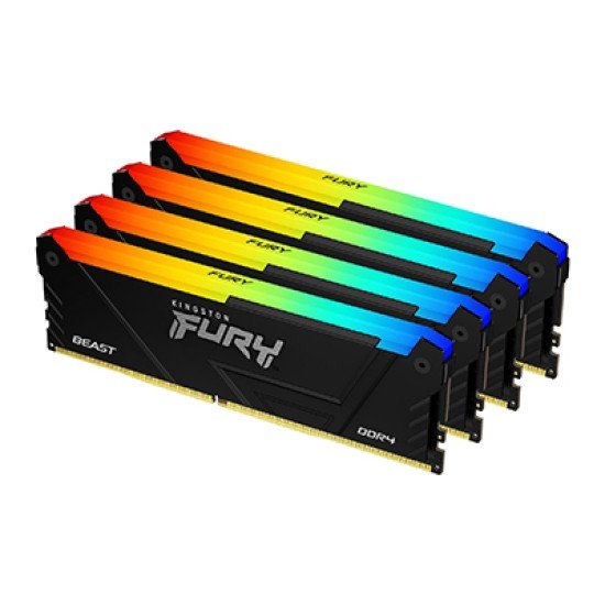 Memoria DDR4 128GB 3200MHZ Kingston Fury Beast RGB KF432C16BB2AK4/128 (4 X 32GB), NON-ECC, CL16, XMP