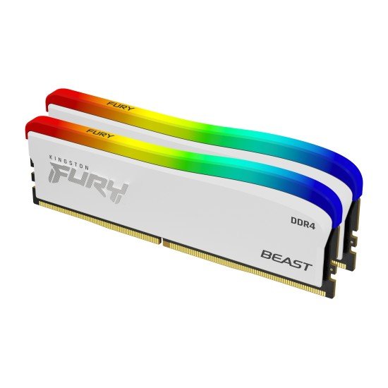Memoria DDR4 32GB (2X16GB) 3200MHZ Kingston Fury Beast RGB Non-ECC CL16 XMP Blanco, KF432C16BWAK2/32