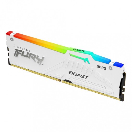 Memoria DDR5 16GB 5200MHz Kingston Fury Beast RGB Non-ECC CL40 XMP Blanco, KF552C40BWA-16