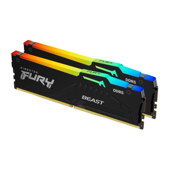 Memoria DDR5 32GB (2X16GB) 5600MHZ Kingston Fury Beast RGB Non-ECC CL40 XMP, KF556C40BBAK2-32