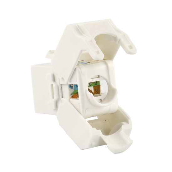 Jack Keystone Linkedpro CAT6A (Toolless), con Terminacion en Angulo 180 º Color Blanco, Compatible con Faceplate y Patchpanel Linkedpro, LP-KJ-6A-TTWH