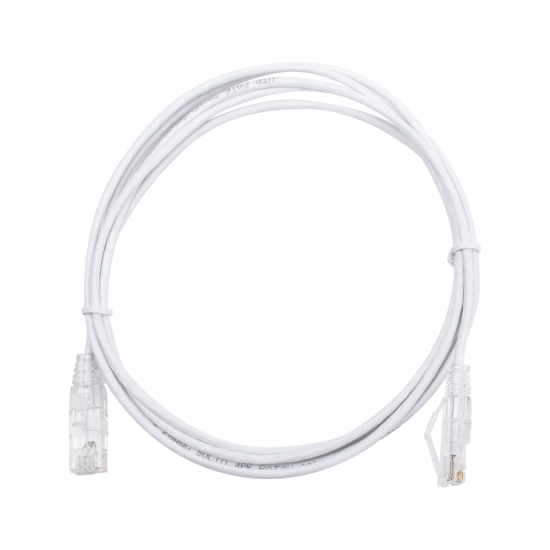Cable de Parcheo Slim UTP CAT6 2M Blanco Diametro Reducido (28 AWG), LP-UT6-200-WH28