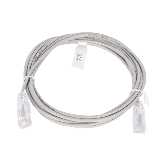 Cable de Parcheo Slim UTP CAT6 3M Gris Diametro Reducido (28 AWG), LP-UT6-300-GY28