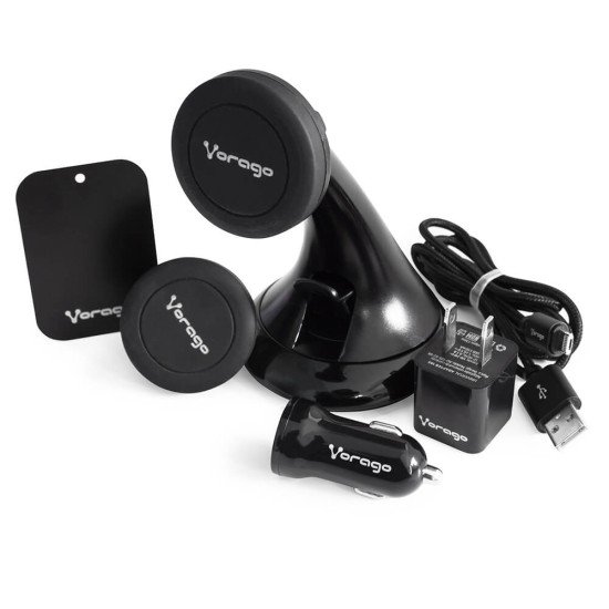 Kit Soporte magnético para Smartphone Vorago MK-300, Cargadores, Cables, Base de Escritorio y para Auto