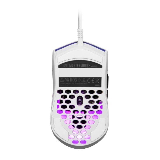 Mouse Gamer Cooler Master MM711/ Optico/ Alambrico/ Con 6 Botones/ RGB/ USB/ 16.000DPI/ Color Blanco Mate, MM-711-WWOL1
