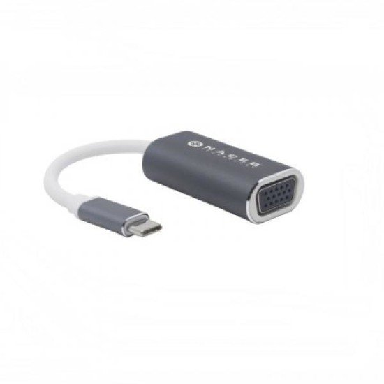 Adaptador USB Tipo-C Macho a Vga Hembra Naceb NA-0110, 5.4GBPS, Color Gris/ Blanco
