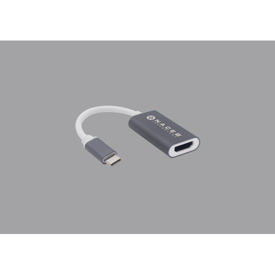 Adaptador USB-C Macho a HDMI Hembra Naceb NA-0114, HD 120HZ, FHD 30HZ, 4K a 30HZ, Color Gris/ Blanco
