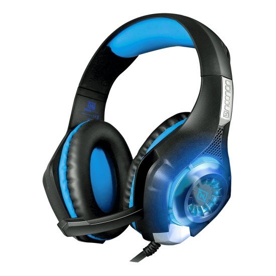 Diadema Audifono Flexible Con Microfono Necnon, Alambrico 3.5MM Color Negro-Azul, NCAGVI03SI