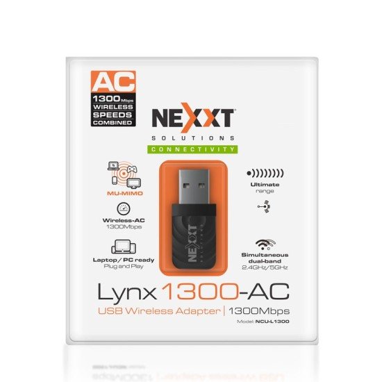 Adaptador Inalambrico USB 3.0 Nexxt NCU-L1300 802.11AC Negro