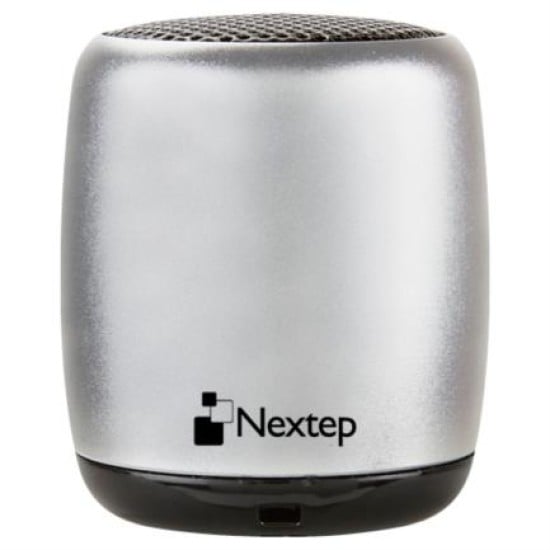 Mini Bocina Bluetooth Nextep NE-403 Manos Libres con Boton para Selfies Color Plata