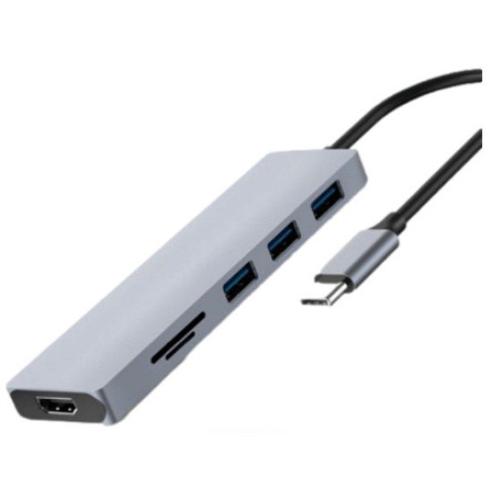Hub Nextep NE-446 USB-C 6 en 1 USB 3.0/ HDMI/ 4K Lector SD-TF Gris