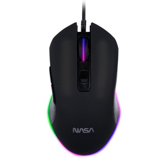  Mouse alámbrico gamer TECHZONE NS-GM05, óptico/NASA/RGB/USB/3600DPI/6 botones/color negro.