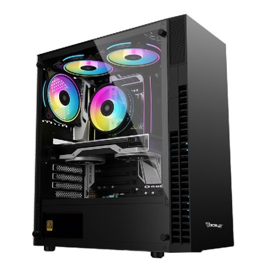 Gabinete Ocelot Gaming OG-C E4 Media Torre/ Soporta 6 Ventiladores de 120MM/ Soporta GPU 320MM/ Cristal Templado/ Sin Fuente/ ATX/ Frontal Liso/ Color Negro