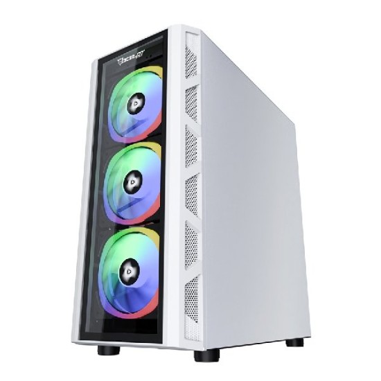 Gabinete Ocelot Gaming OG-C White Blixard Full Tower/ EATX/ ATX/ Panel Lateral de Cristal Templado/ Incluye 3 Ventiladores ARGB/ Soporta GPU Vertical/ Color Blanco