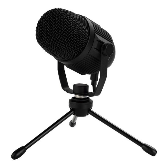 Microfono Ocelot Gaming OGMIC-02 Para Streaming, USB, con Base Tripie Para Escritorio, Color Negro