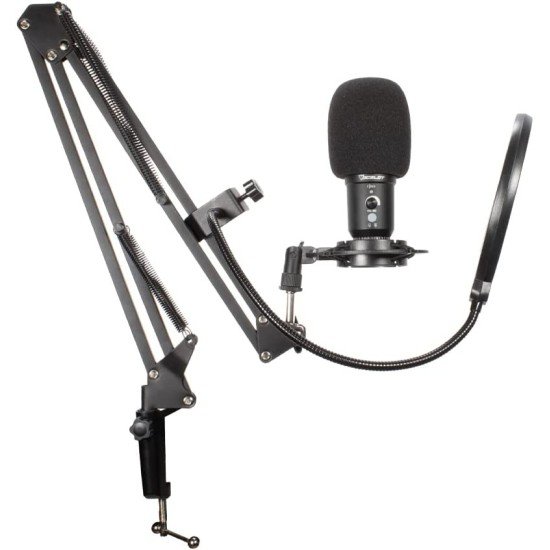 Microfono Ocelot Gaming OGMIC-03 Tipo Cardiode Para Streaming, USB ,Con Brazo Tipo Grua Para Escritorio, Color Negro