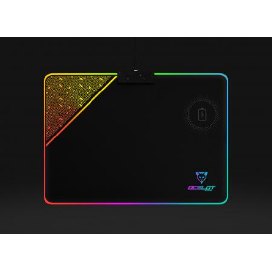 Mousepad Ocelot Gaming Rigido OMPR01 RGB/ Carga Inalambrica/ Color Negro