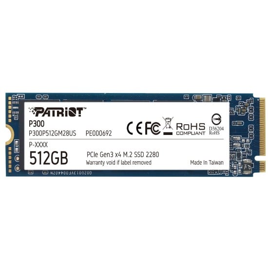 Unidad de Estado Solido M.2 512GB Patriot P300 P300P512GM28 PCIE 3.0, NVME, 2280