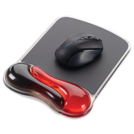 Mousepad Kensington P5116, 23.87x23.81cm, gel, con reposamuñecas, color rojo-negro.