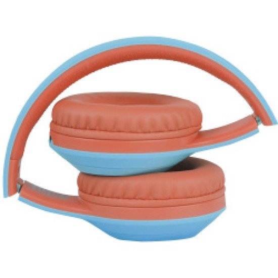 Diadema audífono con micrófono PERFECT CHOICE PC-117018, plegable, inalámbrico, Bluetooth, azul-naranja