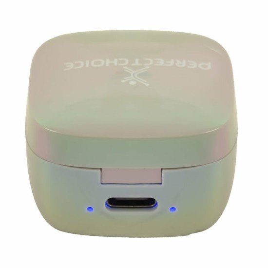 Audífonos intrauriculares inalámbricos TWS Perfect Choice PC-117261 Mini Pearl/USB-C/Bluetooth/color gris.