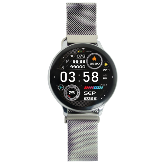 Reloj Smart Watch Perfect Choice PC-270140 Pantalla 1.28" / Bluetooth 5.0/ Android/ IOS/ Color Plata