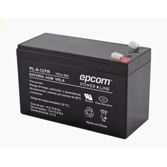 Bateria Epcom PL-9-12FR AGM/ VRLA 12VCD/ 9AH Retardante a La Flama