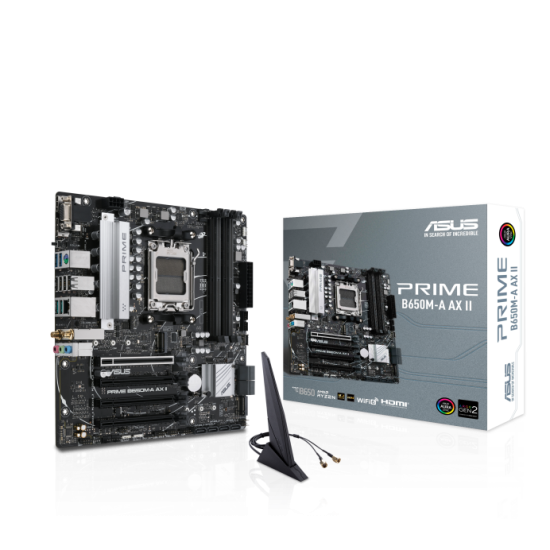 Tarjeta Madre Asus Prime B650M-A AX II Socket AMD AM5 B650/ Micro ATX/ DDR5 128GB/ PCI Express