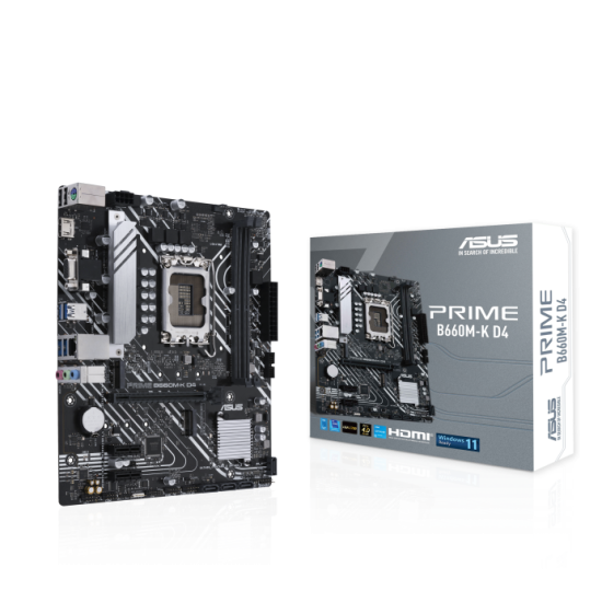 Tarjeta Madre Asus Prime B660M-K D4, Socket 1700 12A/ 2*DDR4/ HDMI/ VGA/ PCI-E 4.0/ RGB/ Micro ATX