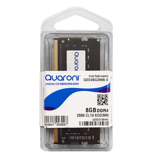 Memoria SODIMM DDR4 8GB 2666MHZ Quaroni QDD48G2666-S CL19 260PIN 1.2V