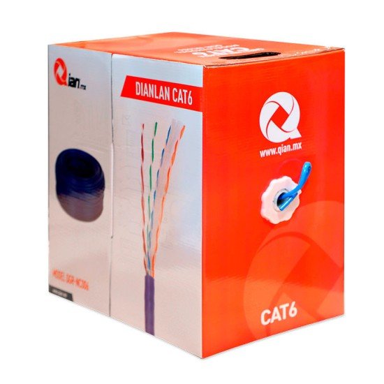 Bobina Cable UTP CAT6 305MTS Qian QHR-CAT6, 23 AWG Color Azul