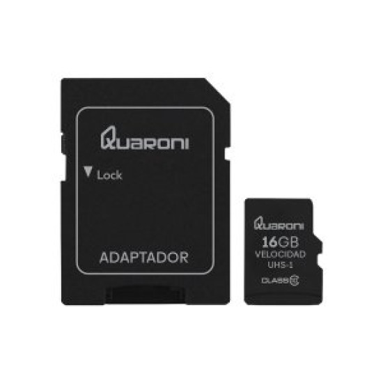 Memoria MicroSDHC 16GB Quaroni QMS10A-16G Clase 10 con Adaptador