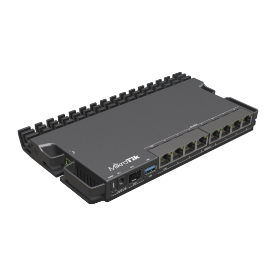 Router OS V7 Mikrotik RB5009UPR+S+IN, 8 Puertos POE IN/OUT, ARM 64 BITS,1 SFP+ 350-1400 MHZ 150 W
