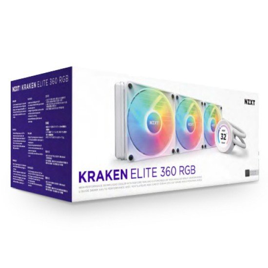 Enfriamiento Líquido NZXT Kraken Elite 360 RL-KR36E-W1 / 3x120mm / 500-1800RPM / RGB / Blanco