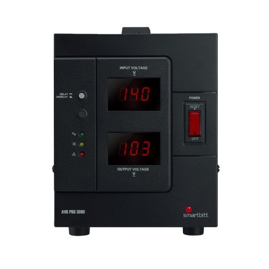 Regulador de Voltaje Smartbitt SBAVRC3000 R-BITT AC3000, 2000W, 3000VA, Entrada 120V, Salida 120V, 4 Contacto