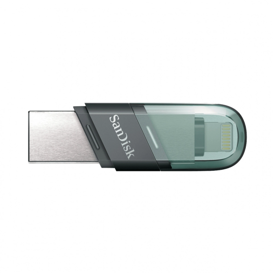Memoria iXpand Sandisk 256GB Flash Drive Flip Dual SDIX90N-256G-GN6NE para Iphone/ Ipad Lightning/ USB 3.1 Metalica con Tapa de Plastico