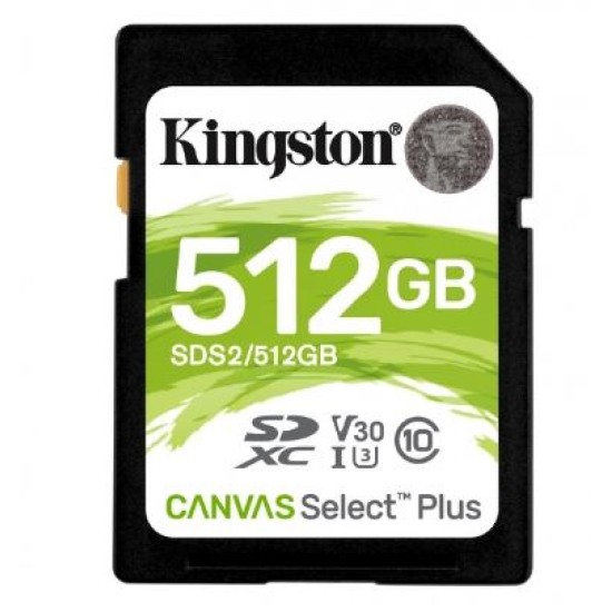 Memoria Flash SDXC 512GB Kingston Canvas Select Plus C10, SDS2/512GB