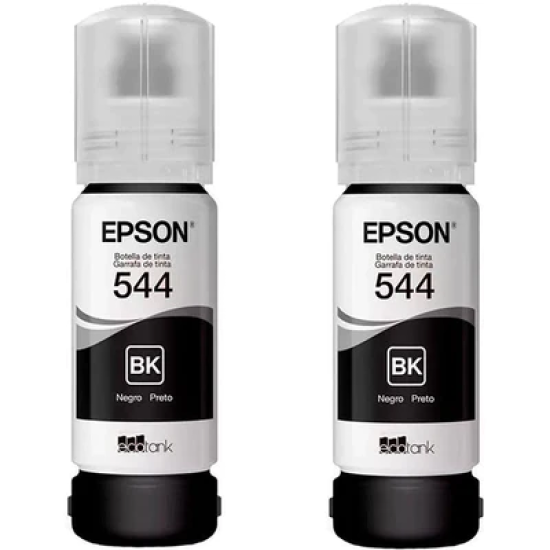 Kit de 2 Tintas Epson T544 Color Negro, Compatible Con Impresoras Ecotank, T544120-2P