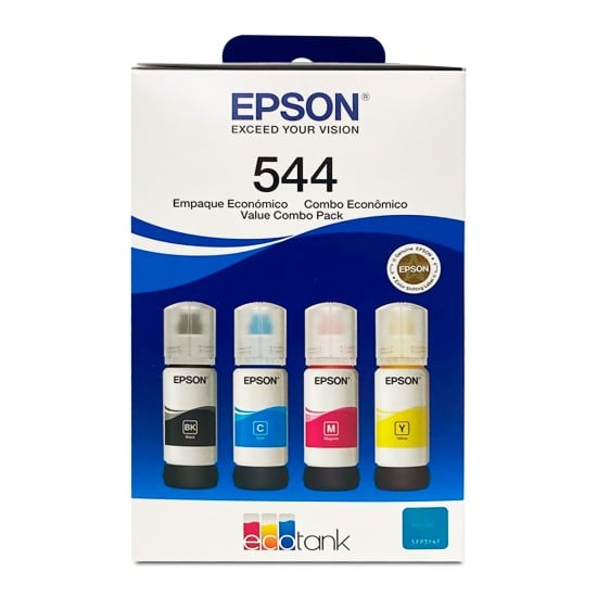 Kit de 4 Tintas Epson T544, Negro, Amarillo, Magenta y Cyan EPSKITT544/T544520-4P