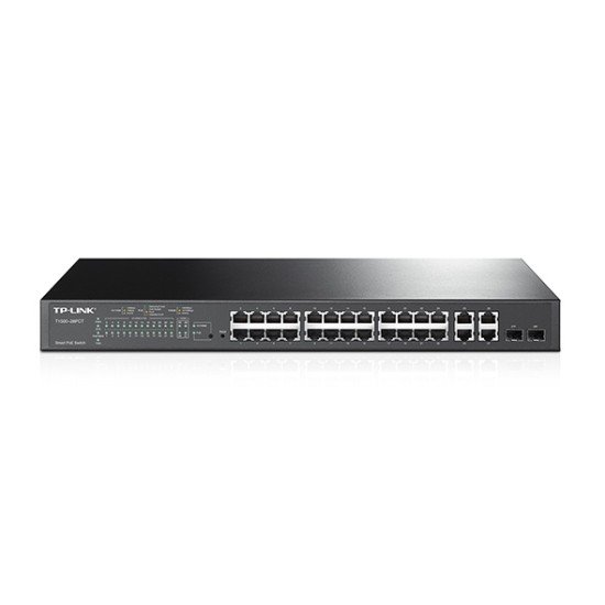 Switch administrable TP-Link Fast Ethernet JetStream TL-SL2428P, puertos PoE+ 10/100Mbps, 2 puertos 10/100/1000Mbps, 2 puertos SFP, 12.8Gbit/s, 8000 entradas