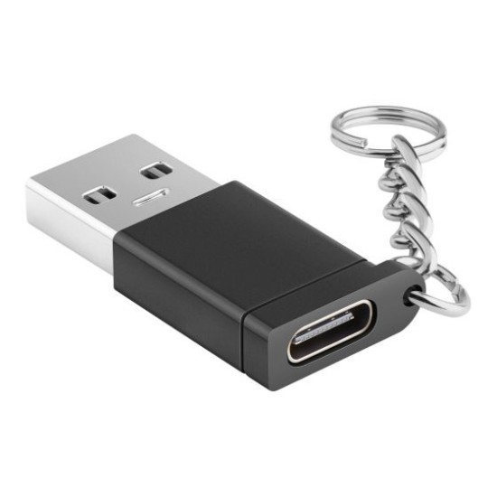 Adaptador Tipo Llavero Jack USB-C a Plug USB 3.0 Steren USB-4705 Color Negro