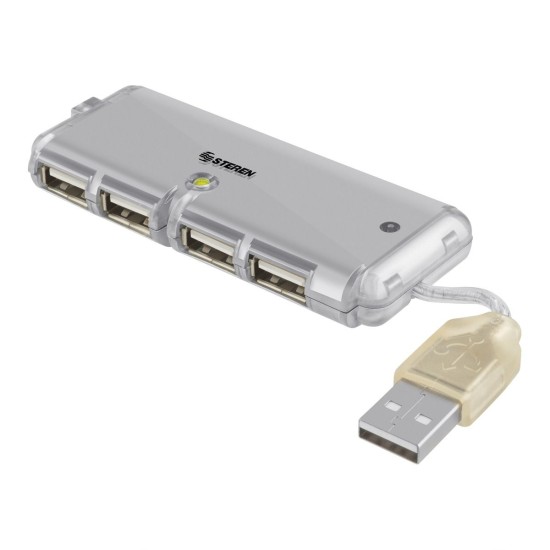 Mini Hub USB 2.0 Steren USB-520 con 4 Puertos Ultra Delgado