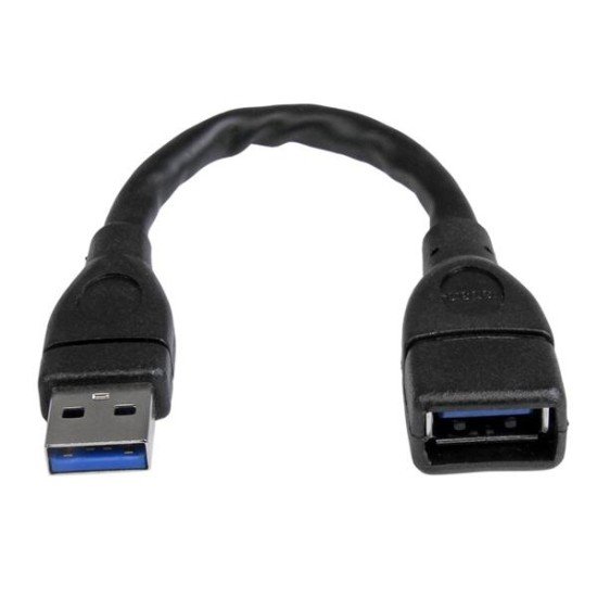 Cable de 15CM Extensor USB 3.0 - Alargador USB 3.0 Superspeed Negro Startech USB3EXT6INBK
