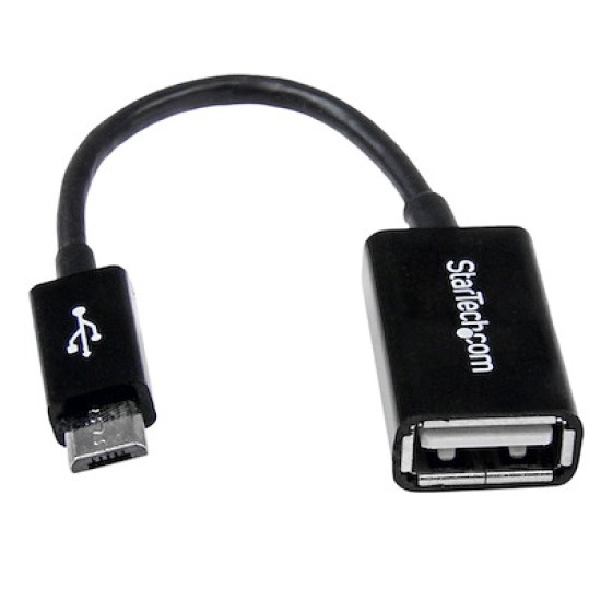 Cable Adaptador Micro USB Macho-USB a Hembra OTG Startech UUSBOTG 12CM Negro