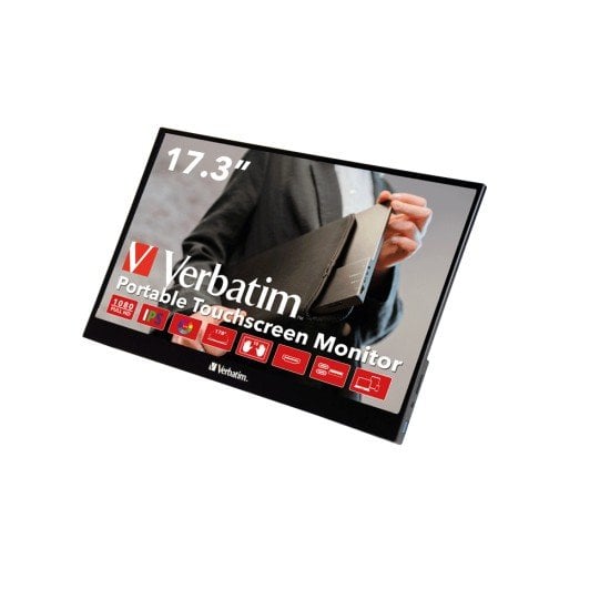 Monitor 17.3" Verbatim VB49593, LCD/ Portatil/ Freesync/ 6MS/ Multi-Touch/ Full HD/ HDMI/ Color Negro