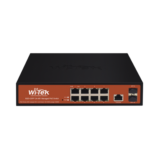 Switch Administrable de 8 Puertos Gigabit Ethernet con POE 802.3 AF/AT y 24V Pasivo + 2 SFP Gigabit, 150 W, WI-PMS310GF-ALIEN